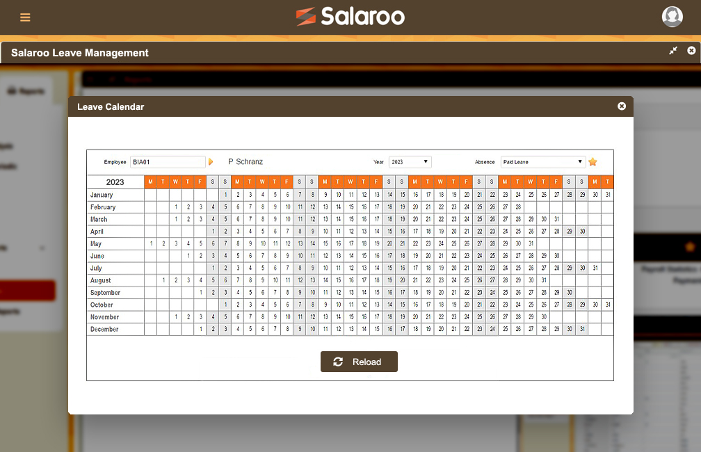 Salaroo Leave Calendar