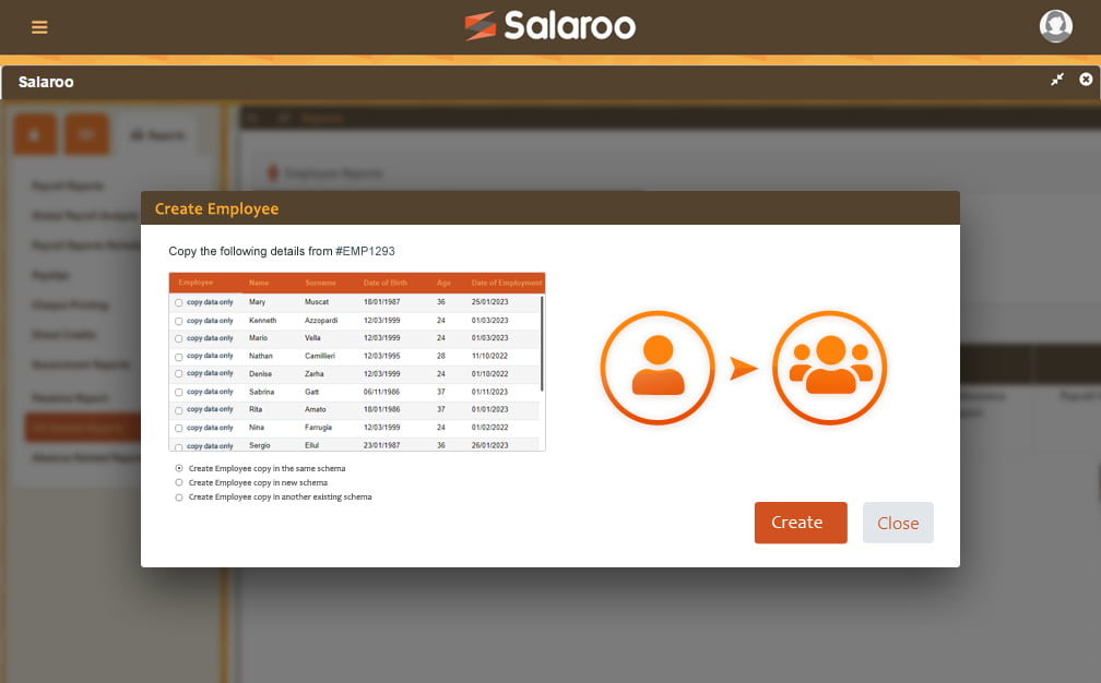 Salaroo Create Employee preview