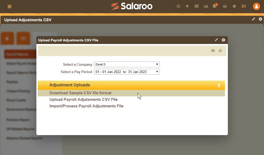 Salaroo Online adjustments uploads